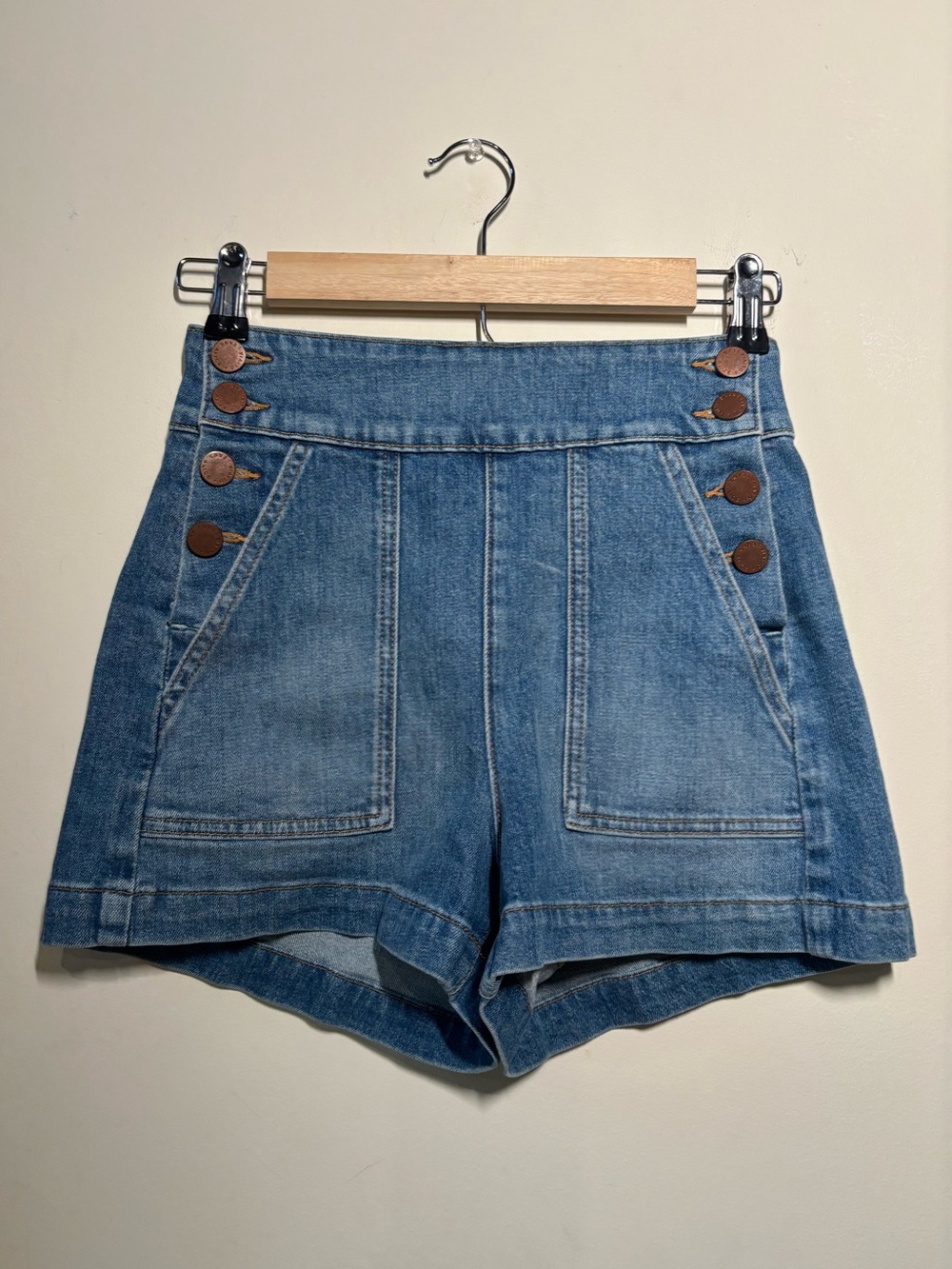 Alice + Olivia Donald Button Denim Shorts